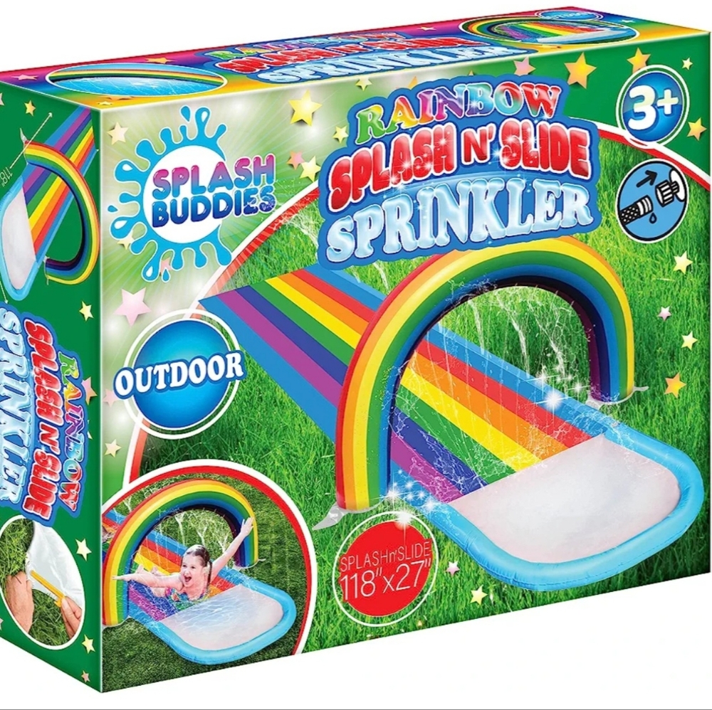 Rainbow splash n slide sprinkler